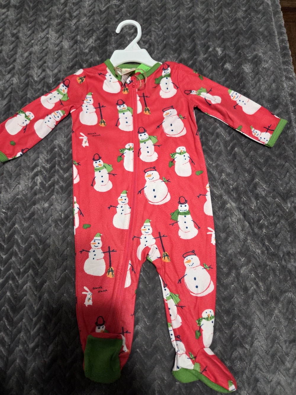 munki munki Red Snowman Print Footed One-Piece Pajamas